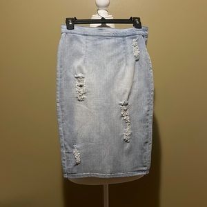 Guess Denim pencil skirt with small split in back size S
